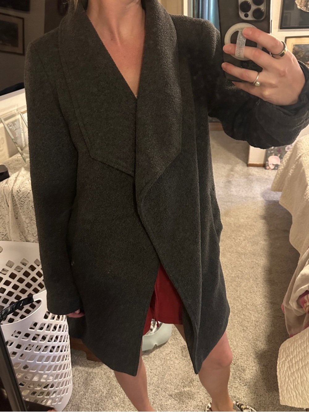 Be Cool Los Angeles Dark Gray Open Front Coat - Picture 5 of 6
